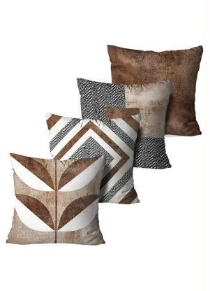 Lar e Lazer - Jogo Capa de Almofadas Marrom 4 Peças - LAR E LAZER