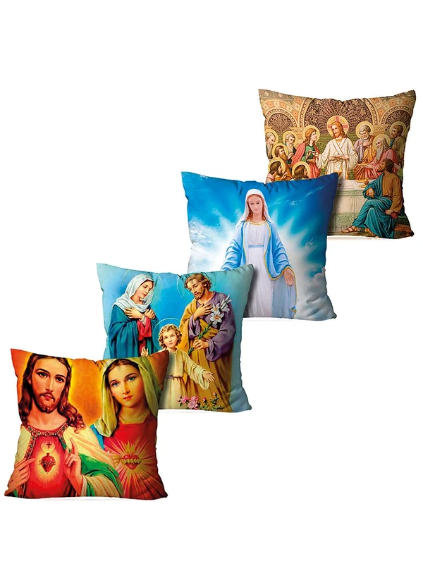 Lar e Lazer - Jogo Capas de Almofada Cristo 4 Peças