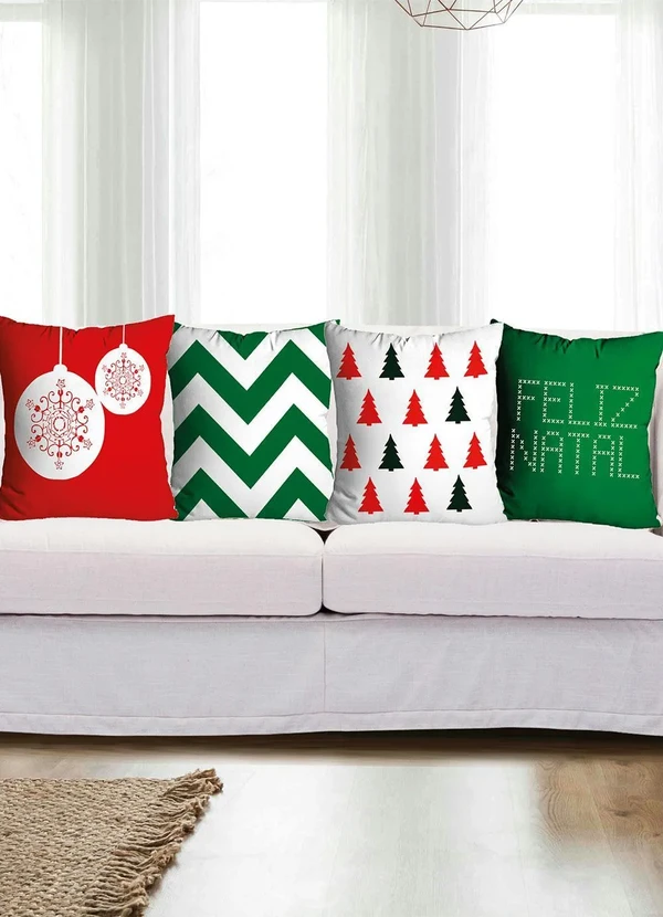 Lar e Lazer - Jogo de Capa de Almofadas Natal Verde 4 Peças