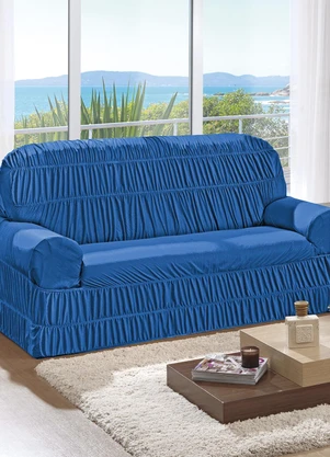 Lar e Lazer - Capa de Sofá 2 e 3 Lugares Azul Royal 2 Peças - LAR E LAZER