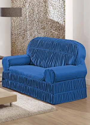 Lar e Lazer - Capa de Sofá 2 e 3 Lugares Azul Royal 2 Peças - LAR E LAZER