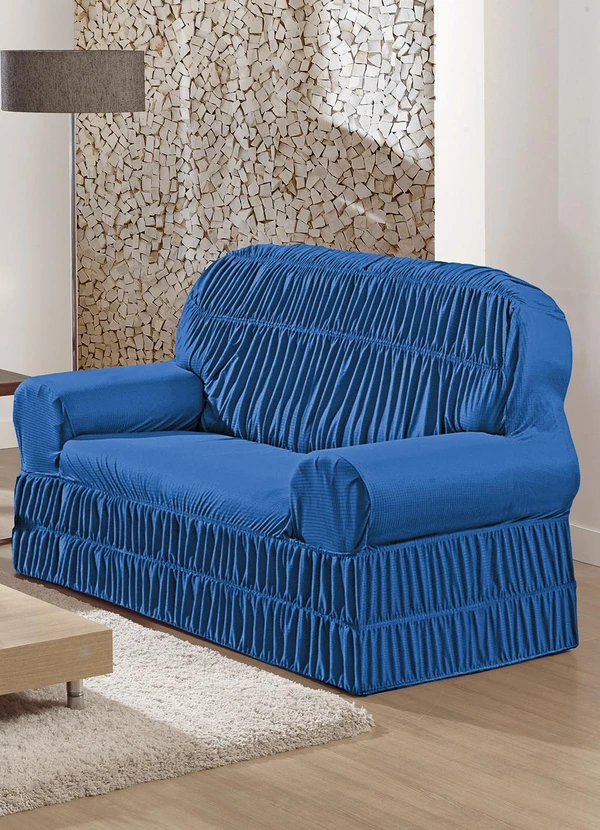 Lar e Lazer - Capa de Sofá 2 e 3 Lugares Azul Royal 2 Peças 2