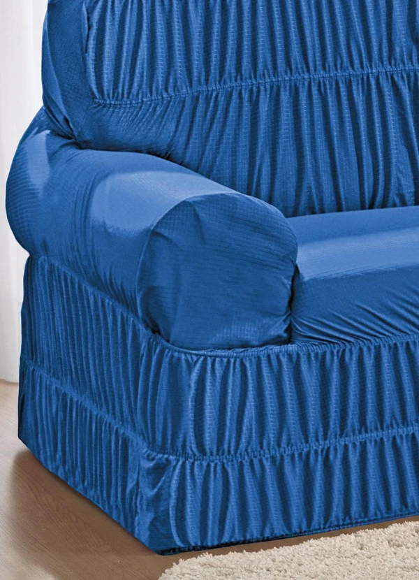 Lar e Lazer - Capa de Sofá 2 e 3 Lugares Azul Royal 2 Peças 3