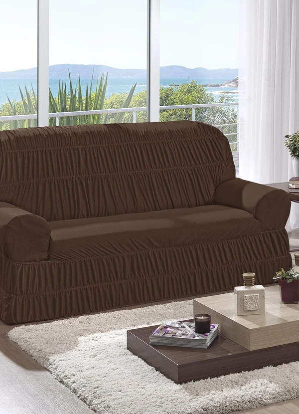 Lar e Lazer - Capa de Sofá 2 e 3 Lugares Chocolate 2 Peças 2