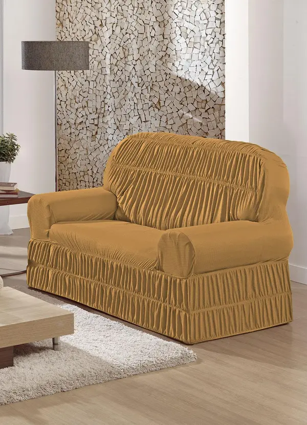 Lar e Lazer - Capa de Sofá 2 e 3 Lugares Dourado 3