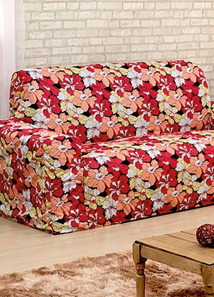 Lar e Lazer - Capa de Sofá 2 e 3 Lugares Floral Vermelha 2 Peças - LAR E LAZER