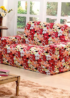 Lar e Lazer - Capa de Sofá 2 e 3 Lugares Floral Vermelha 2 Peças - LAR E LAZER