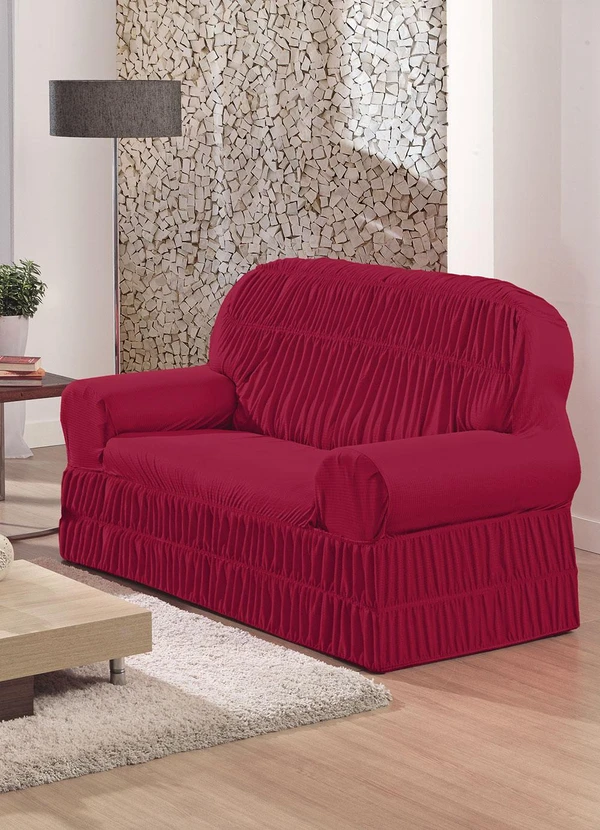 Lar e Lazer - Capa de Sofá 2 e 3 Lugares Vermelho 2 Peças