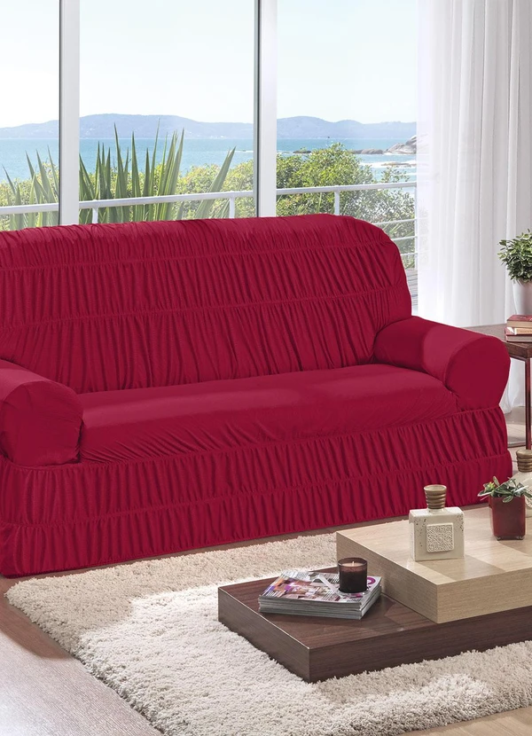 Lar e Lazer - Capa de Sofá 2 e 3 Lugares Vermelho 2 Peças 2
