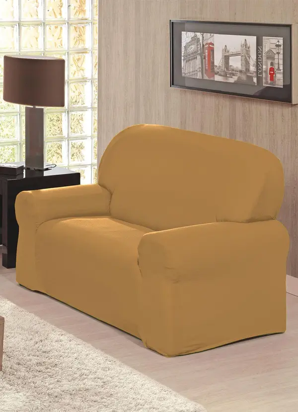 Lar e Lazer - Capa de Sofá Pop 2 e 3 Lugares Dourado 2 Peças 3