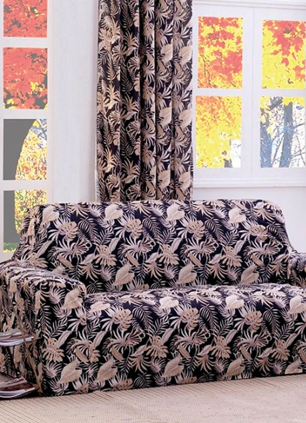 Lar e Lazer - Capa para Sofá 2 e 3 Lugares Floral Preta 2 Peças