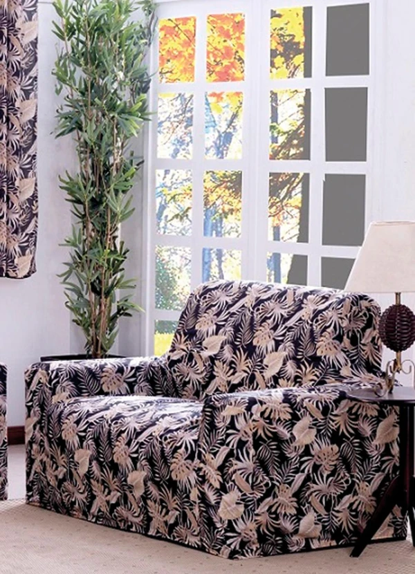 Lar e Lazer - Capa para Sofá 2 e 3 Lugares Floral Preta 2 Peças 2