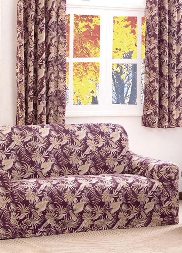 Lar e Lazer - Capa para Sofá 2 e 3 Lugares Floral Vinho 2 Peças