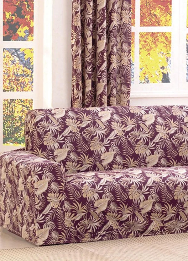 Lar e Lazer - Capa para Sofá 2 e 3 Lugares Floral Vinho 2 Peças 2
