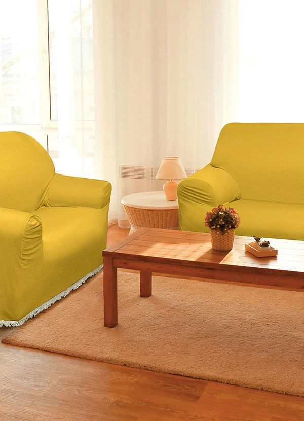 Lar e Lazer - Capa para Sofá 2 e 3 Lugares Mostarda 2 Peças 3