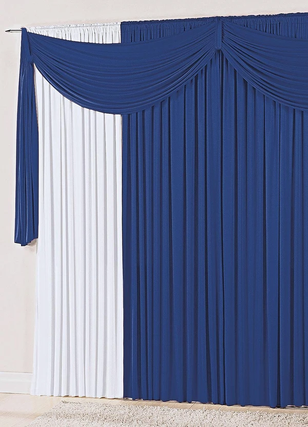 Lar e Lazer - Cortina com Bandô Azul Royal 300x170 cm