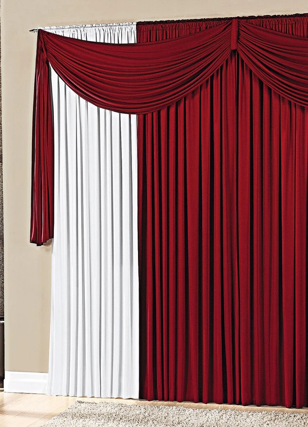 Lar e Lazer - Cortina com Bandô Vermelha 300x170 cm 2