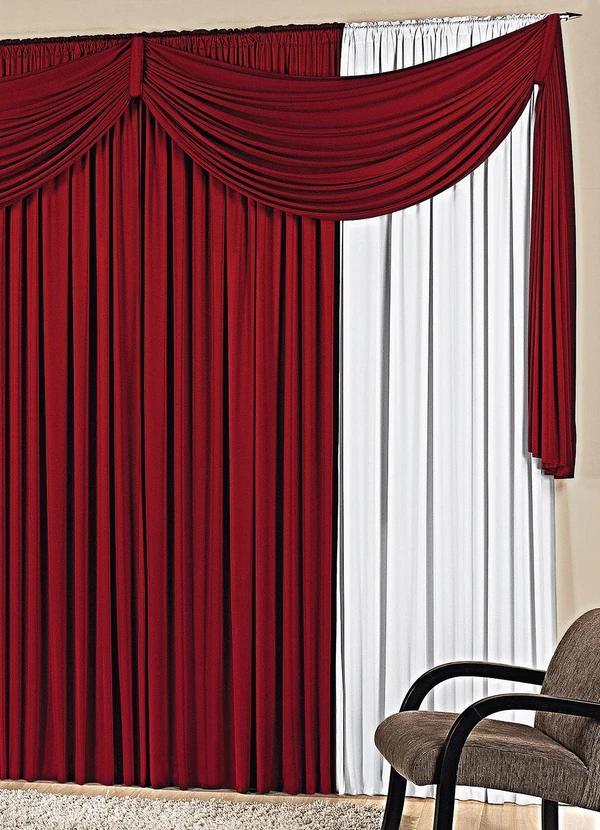 Lar e Lazer - Cortina com Bandô Vermelha 300x170 cm 3