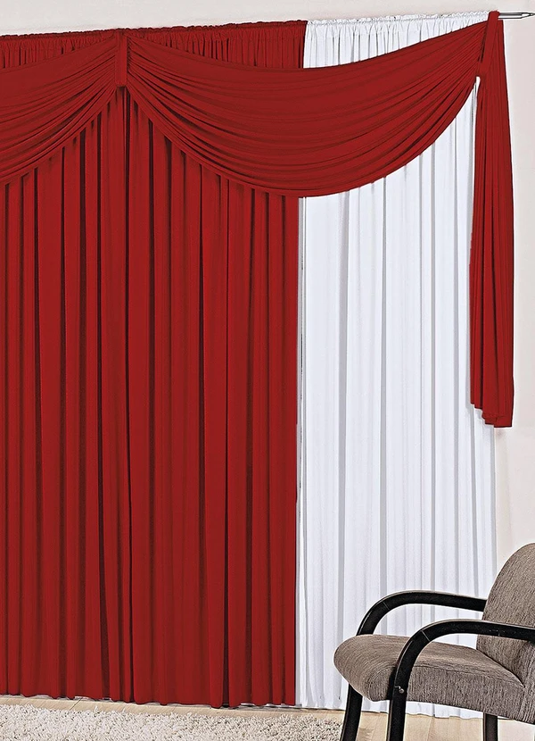 Lar e Lazer - Cortina com Bandô Vermelha 400x230 cm 2