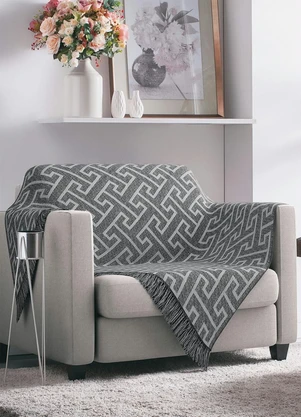 Lar e Lazer - Manta para Sofá Geométrico Castor 170x140 cm - LAR E LAZER