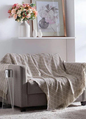 Lar e Lazer - Manta para Sofá Vitral Bege 170x140 cm - LAR E LAZER