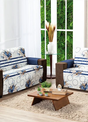 Lar e Lazer - Protetor de Sofá 2 e 3 Lugares Azul 2 Peças - LAR E LAZER