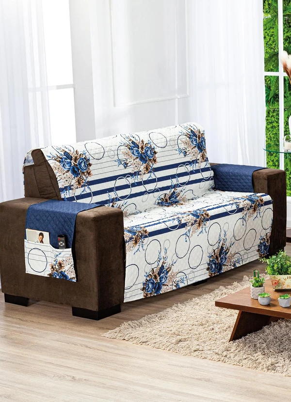 Lar e Lazer - Protetor de Sofá 2 e 3 Lugares Azul 2 Peças 2