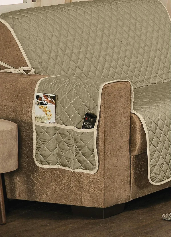 Lar e Lazer - Protetor para Sofá 2 e 3 Lugares Bege 2 Peças 3