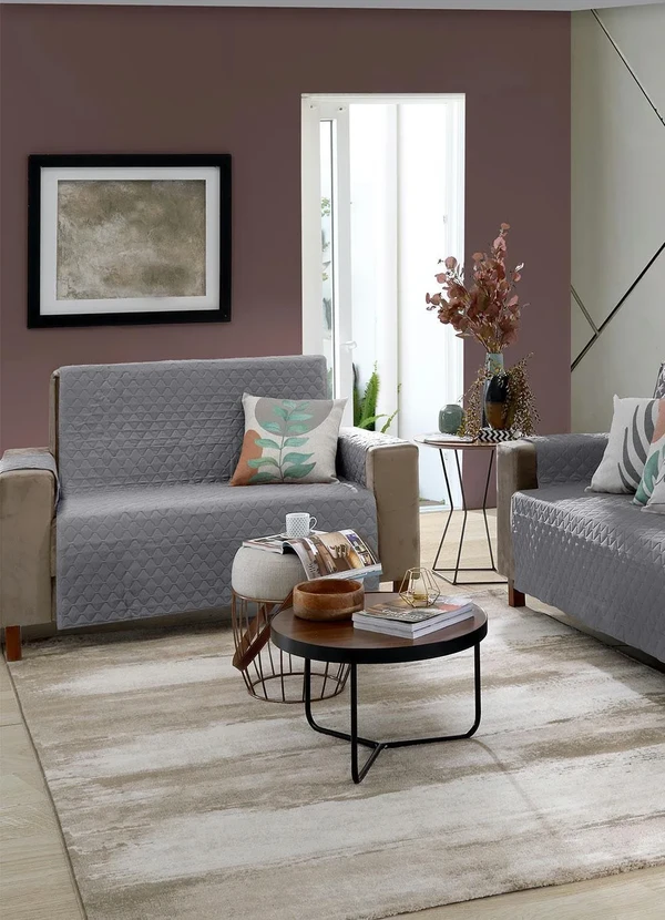 Hedrons - Protetor para Sofá 2 e 3 Lugares Cinza 2 Peças 2