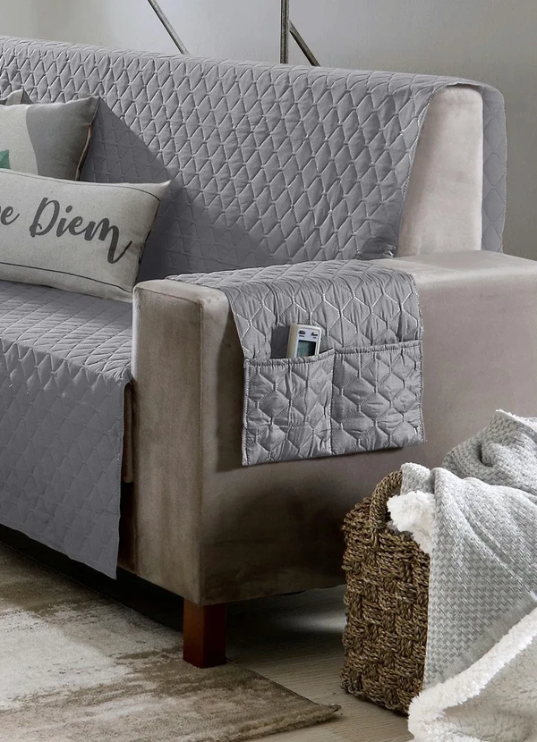 Hedrons - Protetor para Sofá 2 e 3 Lugares Cinza 2 Peças 3