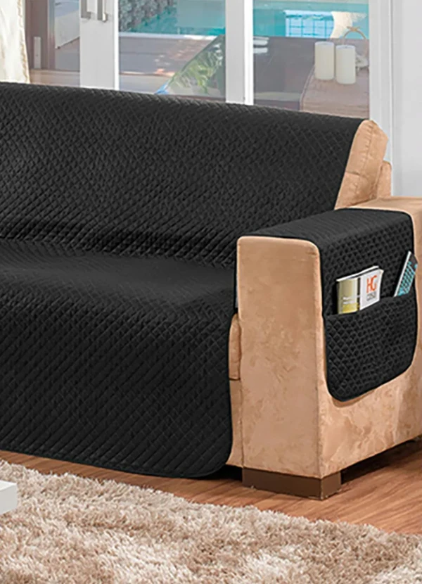 Lar e Lazer - Protetor para Sofá 2 e 3 Lugares Preto 2 Peças 3