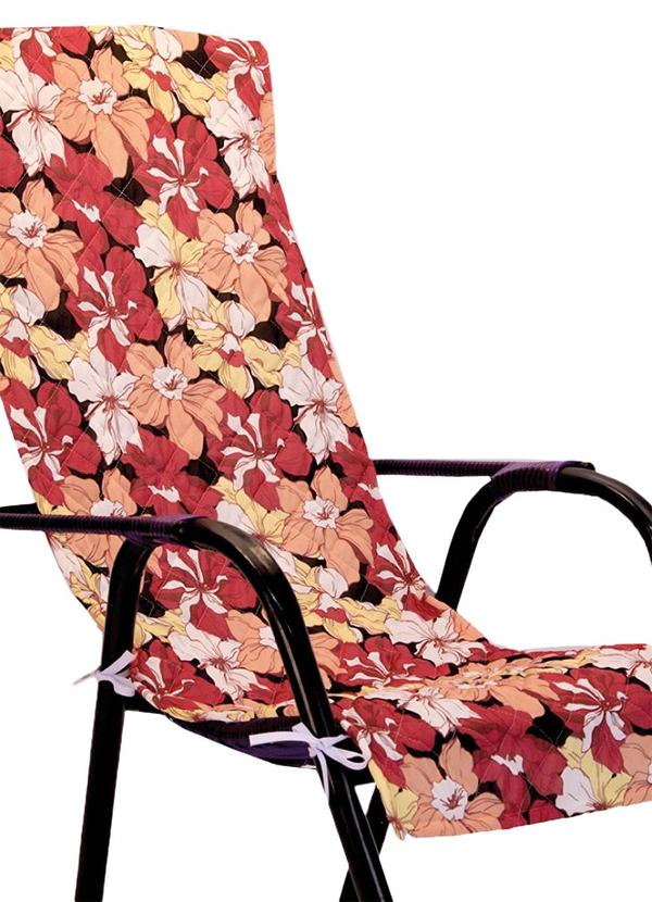 Capa de Cadeira Espreguiadeira (Floral Vermelha)