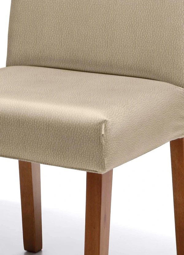 Bella Janela - Capa de Cadeira Malha Couro Areia 1 Peça 2