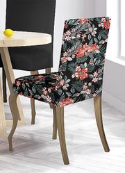 Capa de Cadeira Malha Floral Preta 1 Pe�a