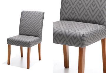 Capa de Cadeira Malha Geom�trico Taupe 1 Pe�a