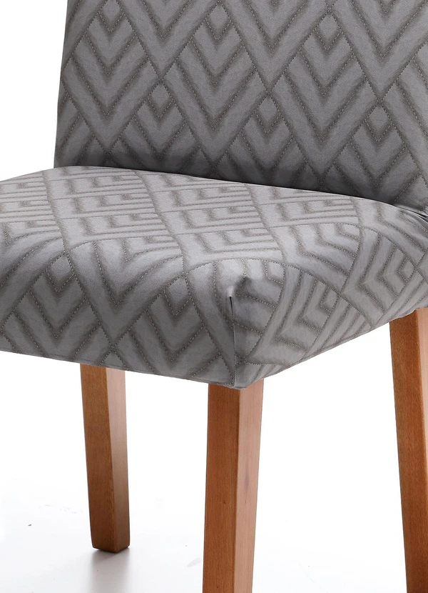 Bella Janela - Capa de Cadeira Malha Geométrico Taupe 1 Peça 2