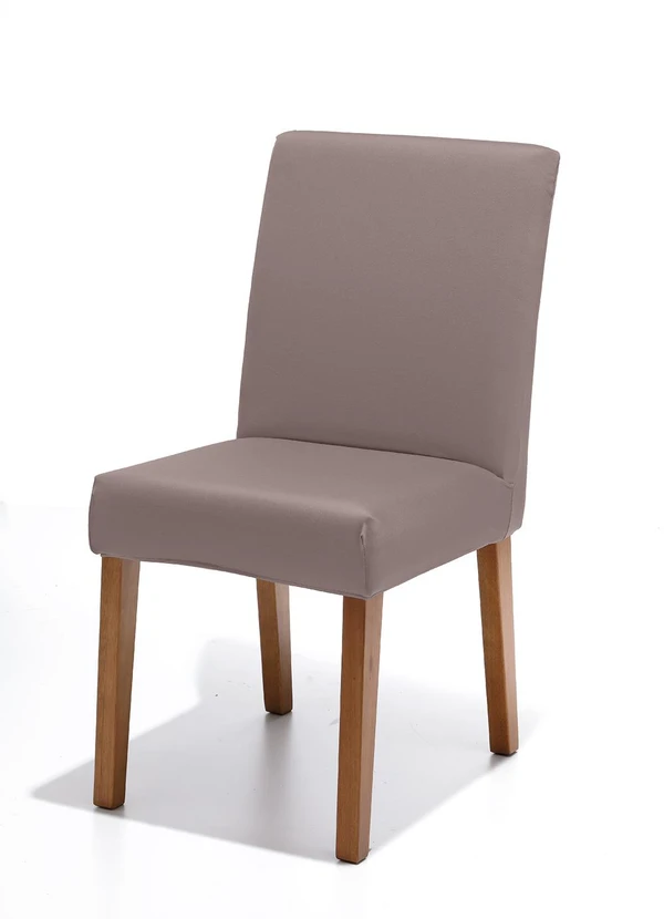 Bella Janela - Capa de Cadeira Malha Lisa Amendoa 1 Peça 2