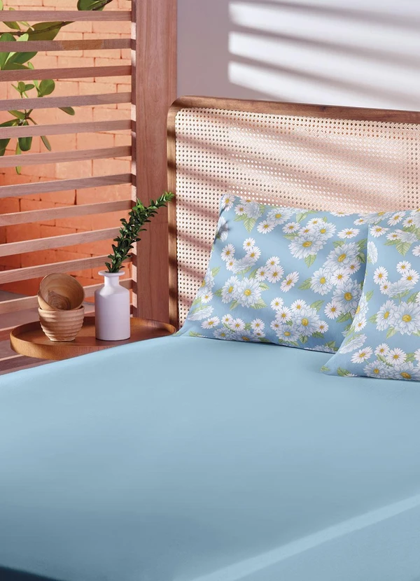 Lar e Lazer - Jogo de Cama Casal Floral Azul 3 Peças