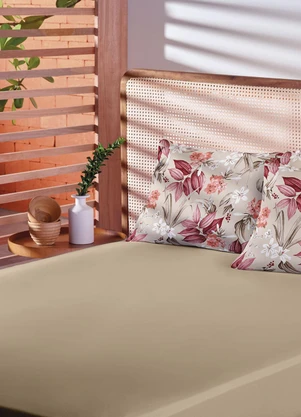 Lar e Lazer - Jogo de Cama Casal Floral Bege 3 Peças - LAR E LAZER