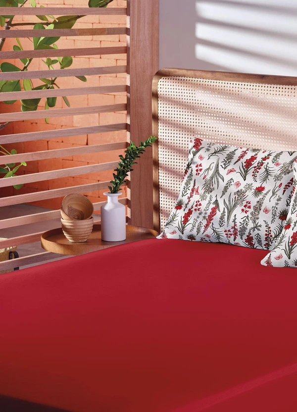 Lar e Lazer - Jogo de Cama Casal Floral Vermelha 3 Peças