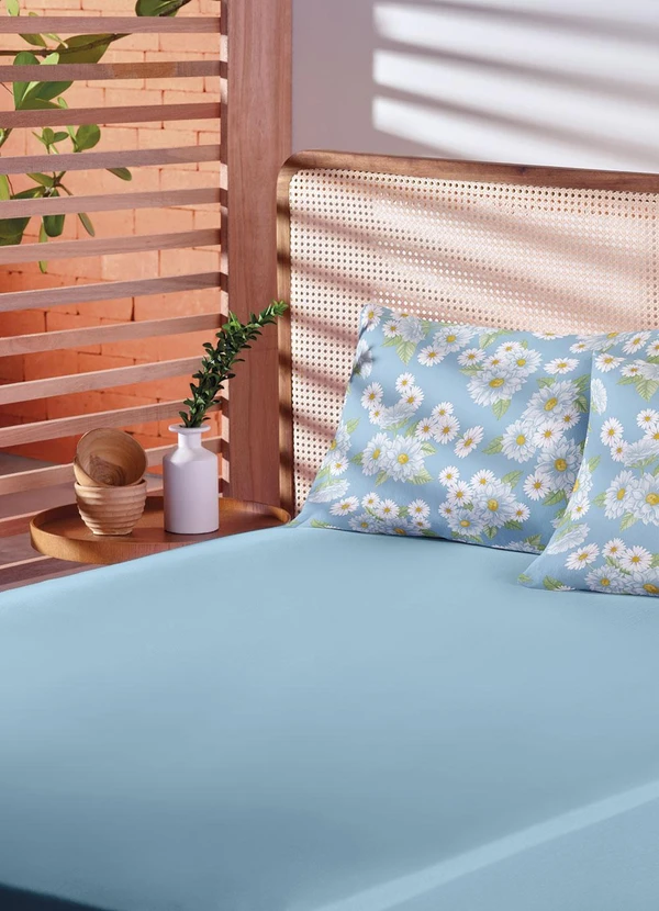 Lar e Lazer - Jogo de Cama Queen Floral Azul 3 Peças