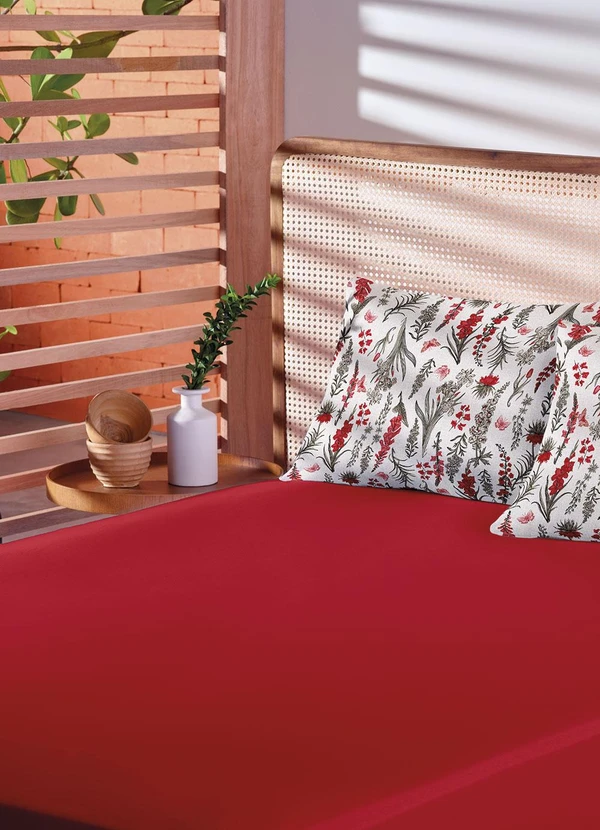 Lar e Lazer - Jogo de Cama Queen Floral Vermelho 3 Peças
