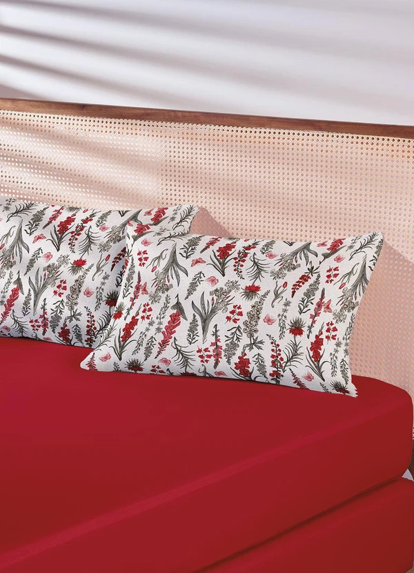 Lar e Lazer - Jogo de Cama Queen Floral Vermelho 3 Peças 2