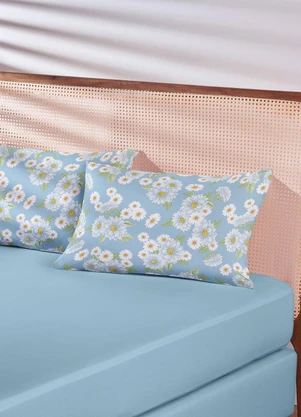 Lar e Lazer - Jogo de Cama Solteiro Floral Azul 2 Peças - LAR E LAZER