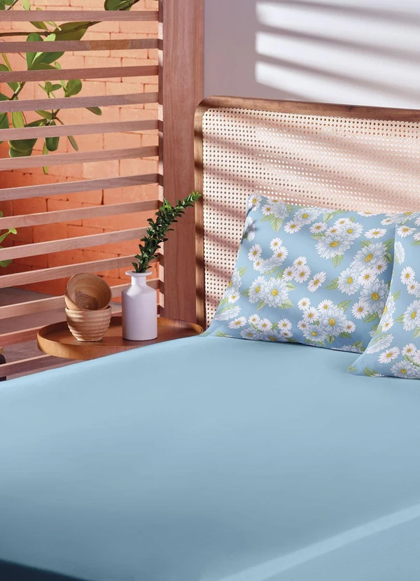 Lar e Lazer - Jogo de Cama Solteiro Floral Azul 2 Peças 2
