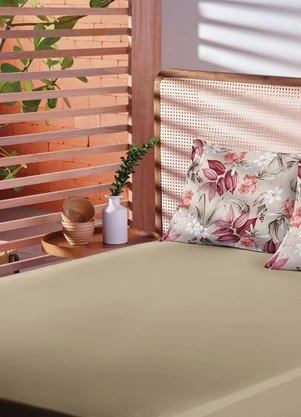 Lar e Lazer - Jogo de Cama Solteiro Floral Bege 2 Peças - LAR E LAZER