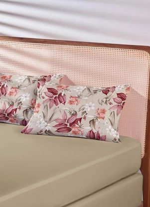 Lar e Lazer - Jogo de Cama Solteiro Floral Bege 2 Peças - LAR E LAZER