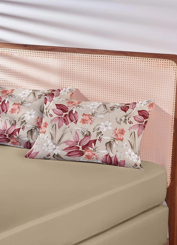 Lar e Lazer - Jogo de Cama Solteiro Floral Bege 2 Peças 2