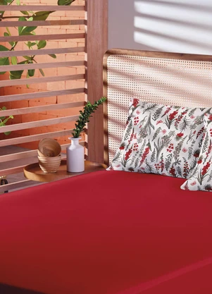 Lar e Lazer - Jogo de Cama Solteiro Floral Vermelho 2 Peças - LAR E LAZER