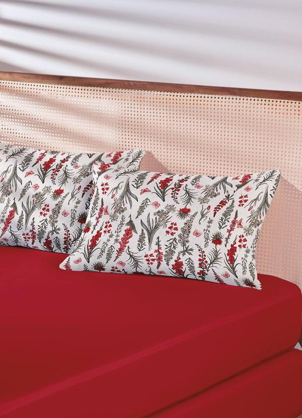 Jogo de Cama Solteiro (Floral Vermelho) 2 Peas
